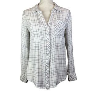 Rails Rayon Button Front Shirt White with Black Plaid Lightweight Size XS